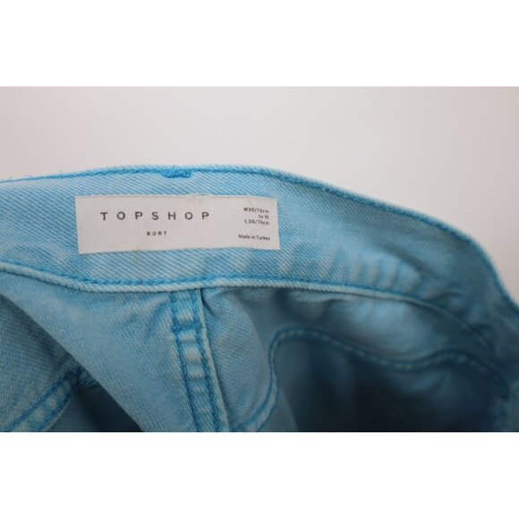Topshop Womens Light Blue Denim Straight Leg Jeans UK 12 / US 30 With Side Slits - Picture 2 of 15